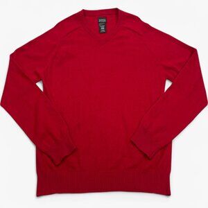 George Men's Cashmere Sweater Size 38-40 Medium Red V-Neck Long Sleeve